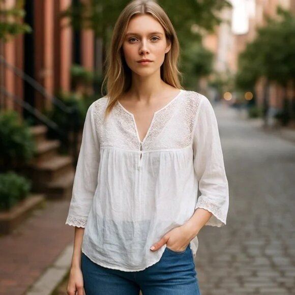 Gerard Darel Cream Blouse Size 36 - Picture 2 of 6